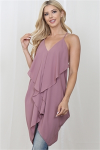S38-1-1-D3563-MAUVE LAYERED SEXY MINI DRESS 3-2-1 (NOW $4.75 ONLY!)