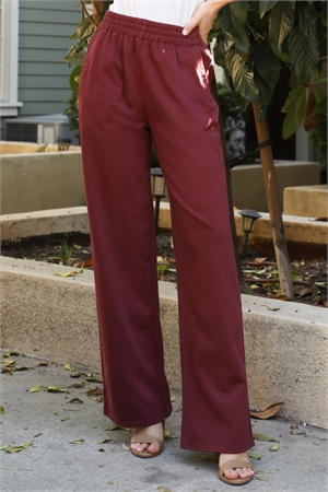 S14-4-1-P2725-BURGUNDY ELASTIC WAIST STRAIGHT PANTS 1-2-2-1 (NOW $4.75 ONLY!)