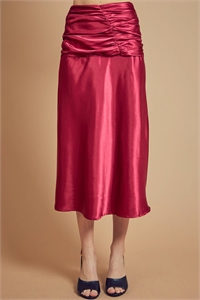 S11-9-3-S2363-WINE WAIST DETAIL SATIN SKIRT 2-2-2