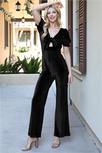 S11-13-1-J15782-BLACK TIE DETAIL VELVET JUMPSUIT 3-2-1