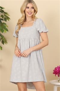 S6-10-1-D50786-LT. BLUE SHORT PUFF SLEEVE RIBBON BACK DETAIL DRESS 2-2-2