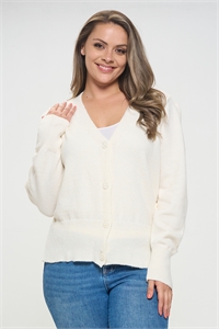 S4-3-1-S1007X-IVORY PLUS SIZE V-NECK KNIT SWEATER 3-2-1