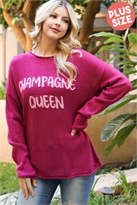 S5-3-1-S2521X-MAGENTA CHAMPAGNE PLUS SIZE QUEEN KNIT TOP 3-2-1