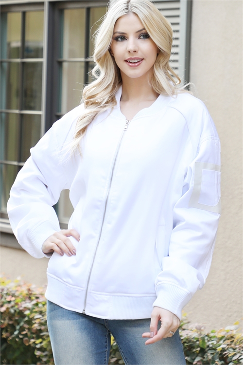 S11-4-1-J9015-WHITE BOMBER JACKET 2-2-2 (NOW $ 7.75 ONLY!)