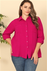 S11-18-3-T64062X-DRAGON FRUIT PLUS SIZE LONG SLEEVE TEXTURED TOP 2-1-1