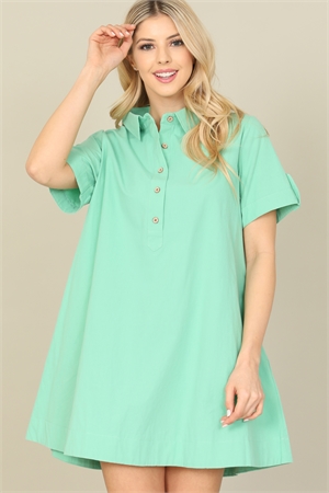 SA3-5-2-D50705-GREEN COLLARED MINI DRESS 2-2-2 (NOW $ 5.75 ONLY!)