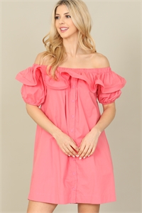 SA4-7-2-D50755-ROSE PINK RUFFLED OFF SHOULDER DRESS 2-2-2