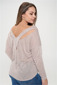 C92-A-2-T2930X-TAUPE PLUS SIZE LONG SLEEVE V-NECK TOP 3-2-1
