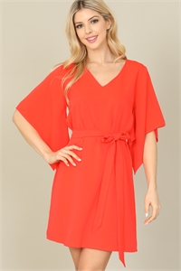 S9-2-3-D2337-ORANGE DOLMAN HALF SLEEVE WAIST TIE DRESS 2-2-2 (NOW $ 4.75 ONLY!)