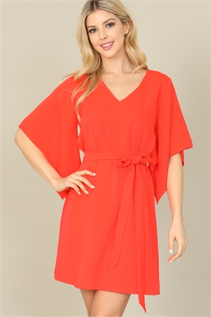 S9-2-3-D2337-ORANGE DOLMAN HALF SLEEVE WAIST TIE DRESS 2-2-2 (NOW $ 4.75 ONLY!)