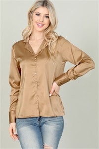 S8-6-3-T2345-KHAKI SILK LONG SLEEVE TOP 2-2-2