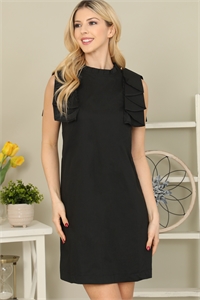 S5-1-3-D51105-BLACK PLEATED DETAIL SLEEVELESS MINI DRESS 2-2-2