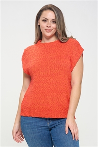 S10-4-2-T5167X-ORANGE PLUS SIZE CAP SLEEVE TOP 2-2-2