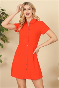 S13-5-2-D2106218-ORANGE COLLARED BUTTON DOWN MINI DRESS 2-2-1 (NOW $ 5.75 ONLY!)