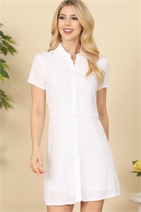 S14-6-2-D2106218-CLOUD WHITE COLLARED BUTTON DOWN MINI DRESS 2-2-1 (NOW $ 5.75 ONLY!)