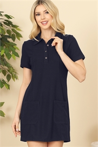 S6-9-2-D2103236-NAVY BUTTON DETAIL FRONT POCKET MINI DRESS 2-2-1 (NOW $5.75 ONLY!)