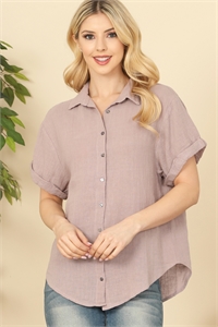 S5-10-3-T2102266-LILAC BUTTON DETAIL CUFF SHORT SLEEVE TOP 2-2-1