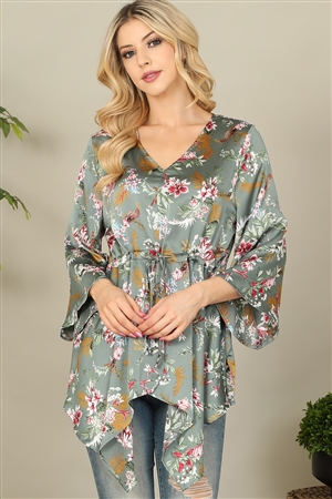 S9-1-2-T13141-SAGE V-NECK WAIST TIE BELL SLEEVE FLORAL TOP 2-2-2