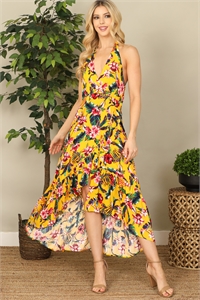 S5-3-2-D16378-SUNFLOWER COLOR TROPICAL PRINTED DRESS 2-2-2