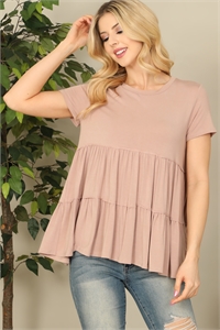 C80-A-3-T4083-TAUPE SHORT SLEEVE TIERED SOLID TOP 2-2-2-2