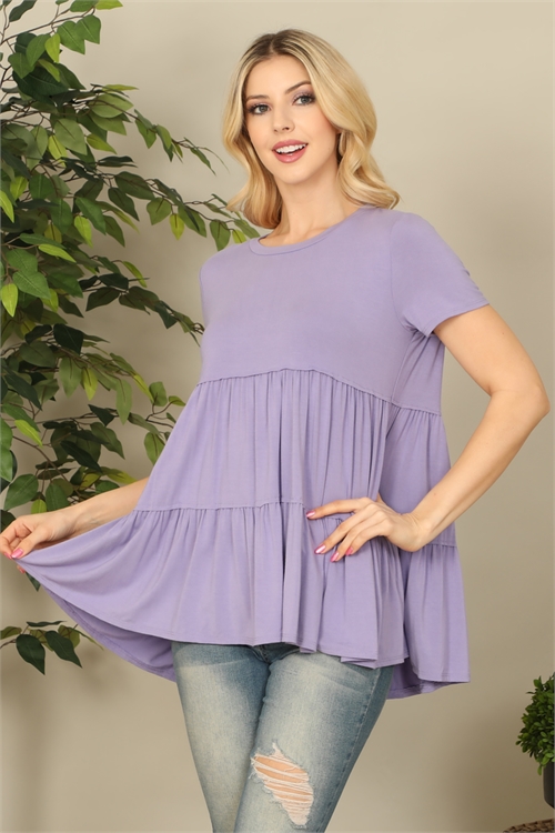 C80-A-3-T4083-LAVENDER SHORT SLEEVE TIERED SOLID TOP 2-2-2-2