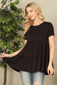 C84-A-1-T4083-BLACK SHORT SLEEVE TIERED SOLID TOP 1-1-1-0