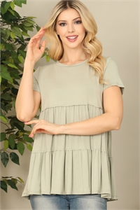C80-A-3-T4083-SAGE SHORT SLEEVE TIERED SOLID TOP 2-2-2-2