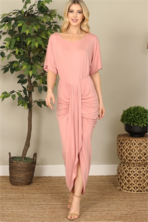 S9-5-1-D5100-DUSTY PINK RUCHED WRAP SPLIT HEM HALF SLEEVE DRESS 2-2-2-2