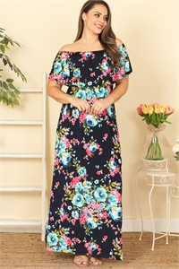 C94-A-2-D3500-1X-NAVY OFF SHOULDER FLORAL MAXI DRESS 2-2-2