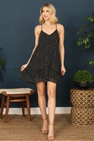 SA4-4-2-D30846-BLACK SPAGHETTI STRAP MERROW HEM PRINTED DRESS 2-2-2  (NOW $ 5.75 ONLY!)