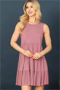 C80-A-1-D5007-MAUVE SLEEVELESS TIERED SOLID MINI DRESS 2-1-1-2