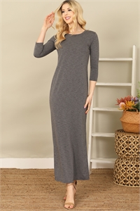 C92-A-3-D5076-CHARCOAL LONG SLEEVE SIDE SLIT MAXI DRESS 2-2-2-2