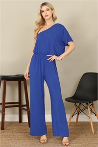 S5-7-2-J7136-ROYAL BLUE ONE SHOULDER SHORT SLEEVE ELASTIC WAIST JUMPSUIT 2-2-2-2