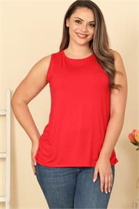 S5-9-3-T4333X-RED PLUS SIZE SLEEVELESS SIDE RUCHED SOLID TOP 2-2-2