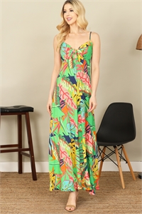 S6-7-3-D258L-TROPICAL MULTI SPAGHETTI STRAP FRONT KNOT MAXI DRESS 2-2-1