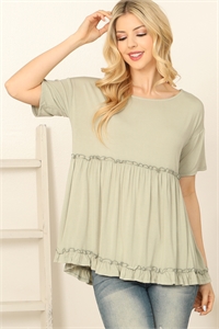 C76-A-1-T4093-SAGE BOAT NECK SHORT SLEEVE MERROW DETAIL SOLID TOP 2-2-2-2