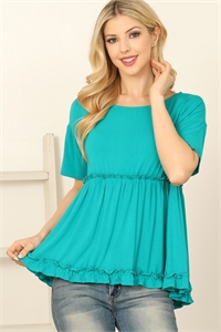 C76-A-1-T4093-JADE BOAT NECK SHORT SLEEVE MERROW DETAIL SOLID TOP 2-2-2-2