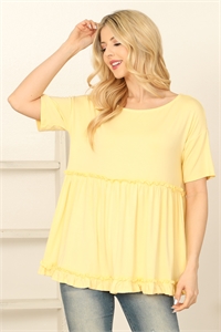 C76-A-3-T4093-BANANA BOAT NECK SHORT SLEEVE MERROW DETAIL SOLID TOP 2-2-2-2