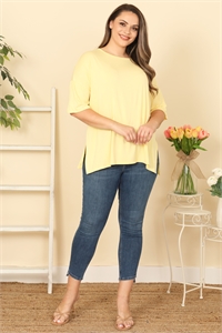 S86-A-1-T4207X-BANANA PLUS SIZE HALF SLEEVE SIDE SLIT SOLID TOP 2-2-2