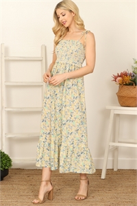 SA4-000-2-D6774-BLUE GREEN SPAGHETTI STRAP SMOCKED FLORAL MAXI DRESS 3-2-1