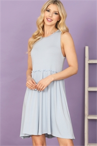 C80-A-1-D5012-D. BLUE SLEEVELESS MERROW WAIST SOLID MINI DRESS 2-2-2-1