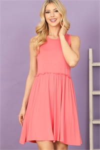 C74-A-3-D5012-CORAL SLEEVELESS MERROW WAIST SOLID MINI DRESS 2-2-2-2