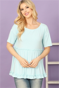 C72-A-3-T4093-AQUA SHORT SLEEVE MERROW DETAIL SOLID TOP 2-2-2-2