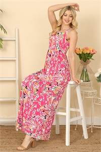 S6-8-2-D3374-130-FUCHSIA PRINTED MAXI TANK DRESS 2-2-2-2 (NOW $6.75 ONLY!)