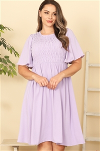 S9-7-1-D5550X-LAVENDER PLUS SIZE BELL SLEEVE SMOCKED SOLID DRESS 2-2-2