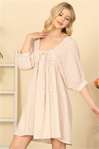 S5-10-3-D462-CREAM MAUVE BABYDOLL HALF PUFF SLEEVE MINI DRESS 2-2-1