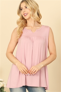 S6-3-2-T4373-D. PINK NOTCH NECK SLEEVELESS SOLID TOP 2-2-2-2