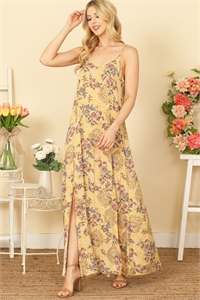 S7-7-2-D16766-YELLOW SPAGHETTI STRAP M-SLIT PRINTED MAXI DRESS 2-2-2