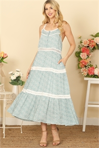 S8-3-3-D17138-SAGE GREEN EYELET DETAIL STRAP TIERED PRINTED MIDI DRESS 2-2-2