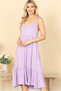 S5-7-2-D5478-LAVENDER TIE STRAP TIERED SOLID MIDI DRESS 2-2-2-2